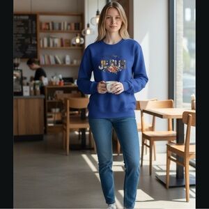 All my hope is in Jesus Blue Graphic Sweatshirt size small